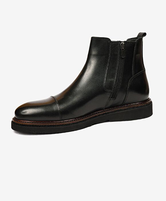 Erkek Siyah Hakiki Deri Chelsea Bot