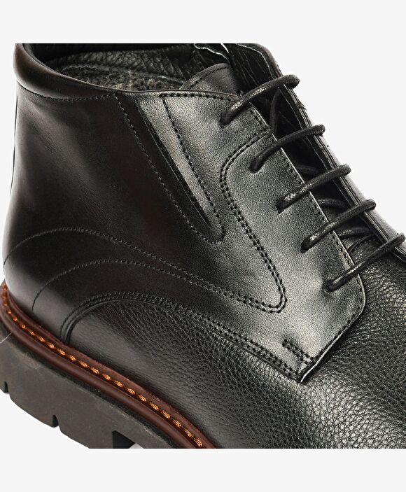 Erkek Siyah Hakiki Deri Klasik Bot