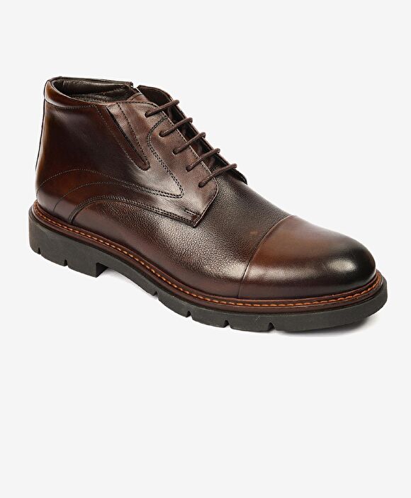 Erkek Kahverengi Hakiki Deri Klasik Bot