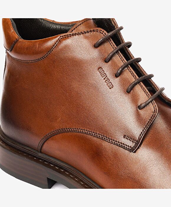 Erkek Kahverengi Hakiki Deri Termo Taban Klasik Bot