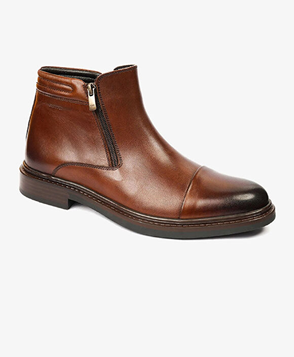 Erkek Kahverengi Hakiki Deri Termo Taban Klasik Bot