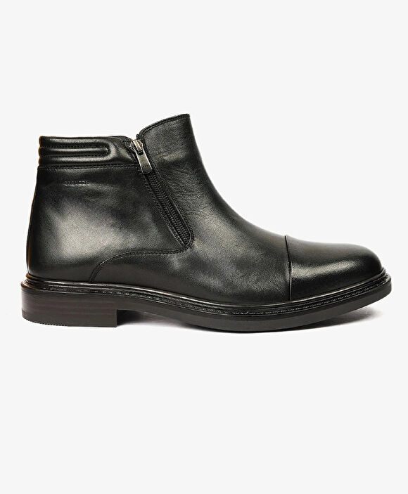Erkek Siyah Hakiki Deri Klasik Bot