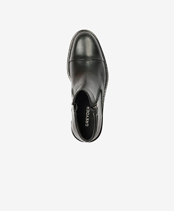 Erkek Siyah Hakiki Deri Klasik Bot