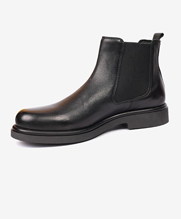 Erkek Siyah Hakiki Deri Chelsea Bot