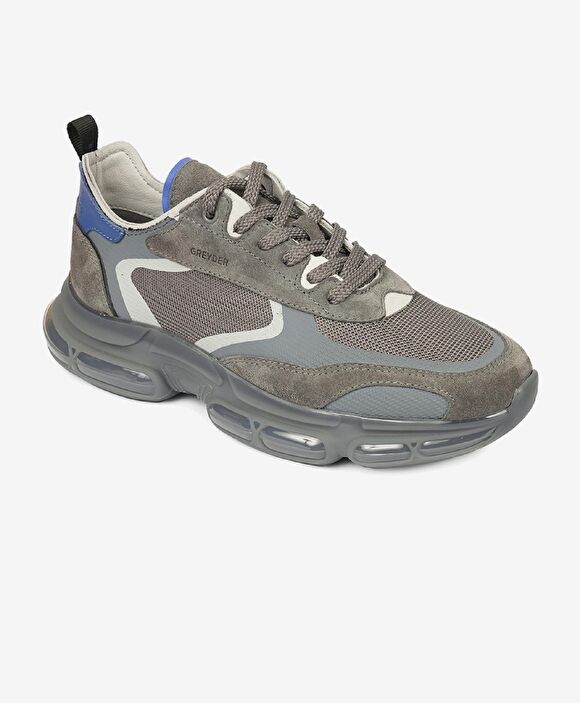 Erkek Koyu Gri Hakiki Deri Sneaker Ayakkabı