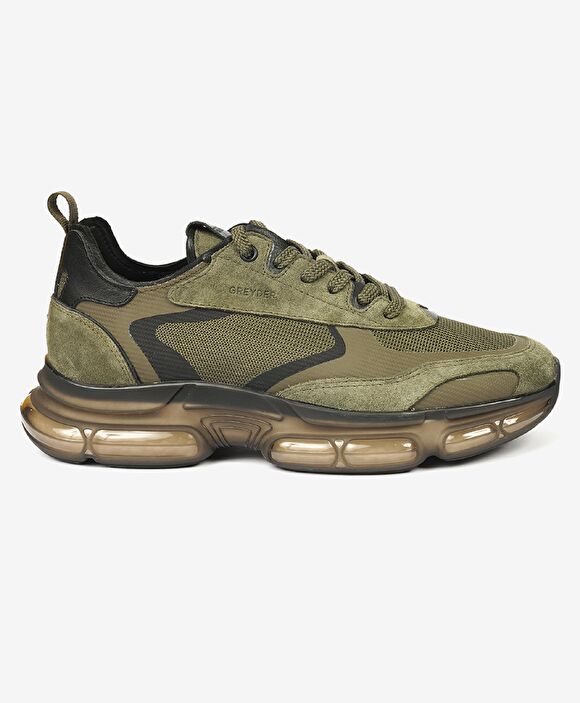 Erkek Haki Hakiki Deri Sneaker Ayakkabı