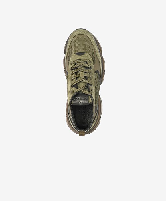 Erkek Haki Hakiki Deri Sneaker Ayakkabı