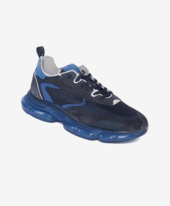 Erkek Lacivert Hakiki Deri Sneaker Ayakkabı