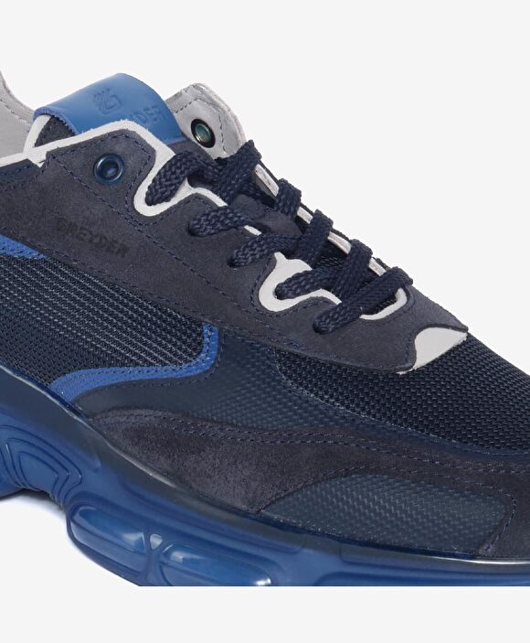 Erkek Lacivert Hakiki Deri Sneaker Ayakkabı