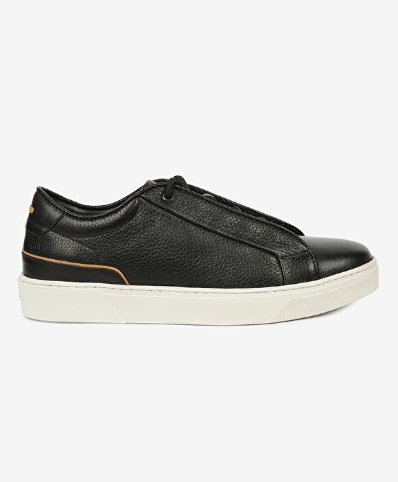 Erkek Siyah Hakiki Deri Sneaker Ayakkabı