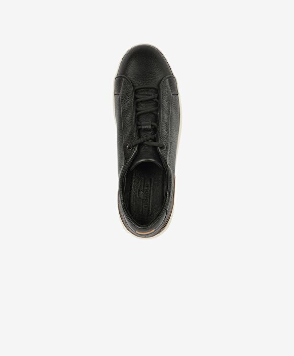 Erkek Siyah Hakiki Deri Sneaker Ayakkabı