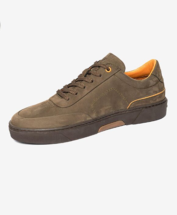 Erkek Duman Hakiki Deri Sneaker Ayakkabı