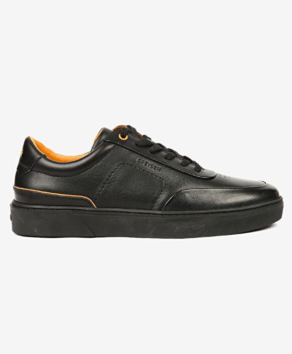 Erkek Siyah Hakiki Deri Sneaker Ayakkabı