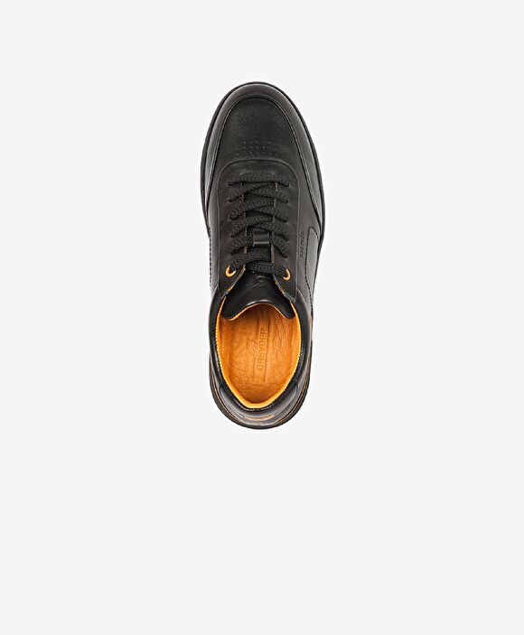 Erkek Siyah Hakiki Deri Sneaker Ayakkabı