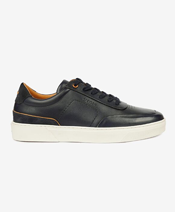 Erkek Lacivert Hakiki Deri Sneaker Ayakkabı