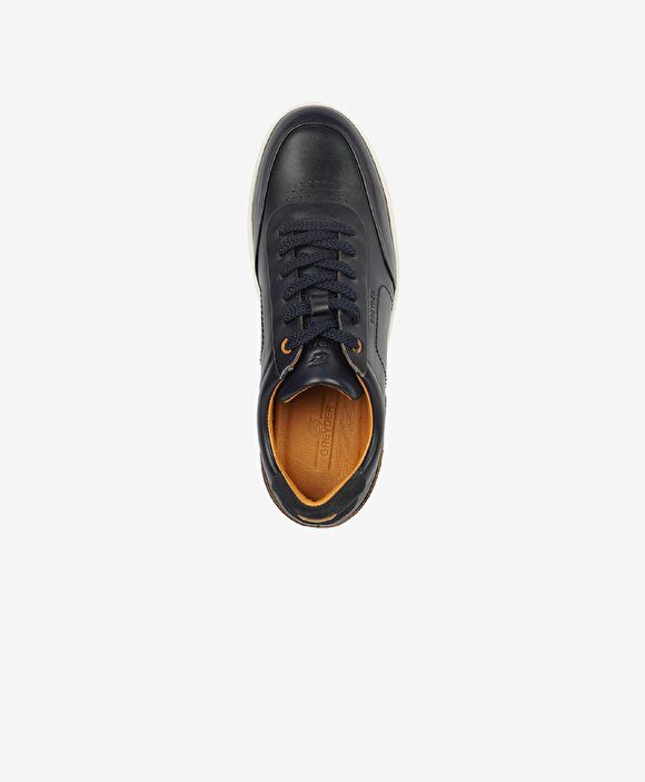 Erkek Lacivert Hakiki Deri Sneaker Ayakkabı