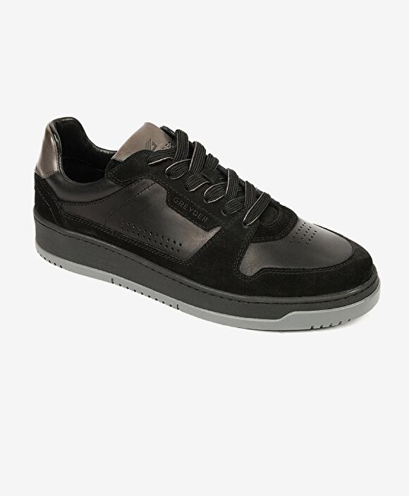 Erkek Siyah Hakiki Deri Sneaker Ayakkabı