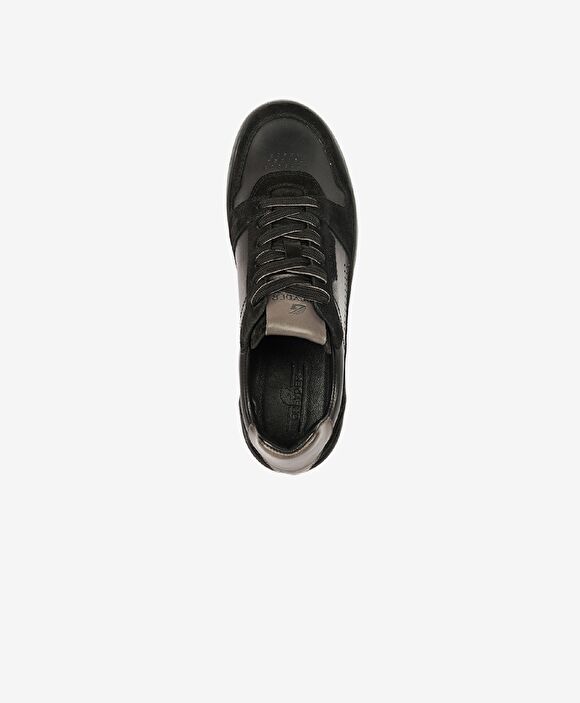 Erkek Siyah Hakiki Deri Sneaker Ayakkabı