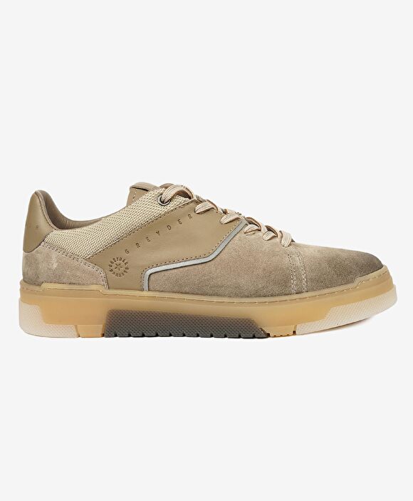 Erkek Vizon Hakiki Deri Sneaker Ayakkabı