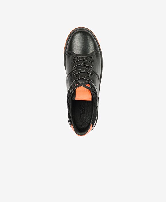 Erkek Siyah Turuncu Hakiki Deri Sneaker Ayakkabı