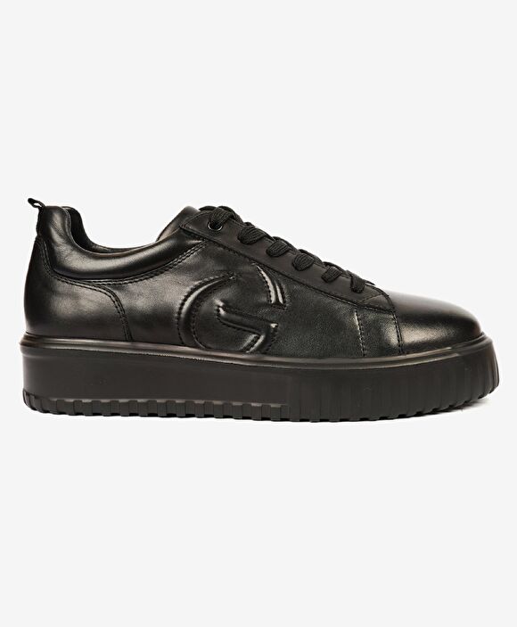 Erkek Siyah Hakiki Deri Sneaker Ayakkabı