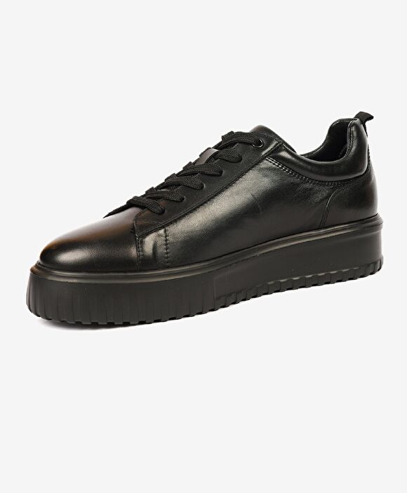Erkek Siyah Hakiki Deri Sneaker Ayakkabı