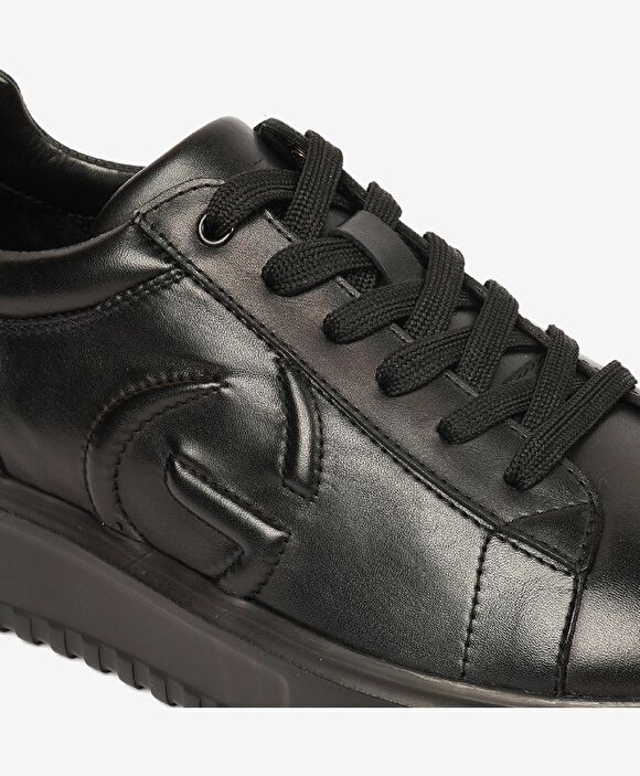 Erkek Siyah Hakiki Deri Sneaker Ayakkabı