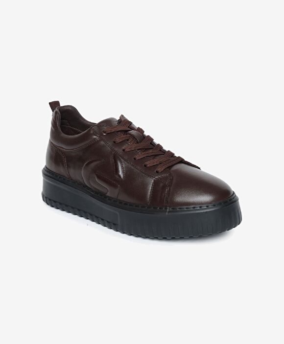 Erkek Kahverengi Hakiki Deri Sneaker Ayakkabı