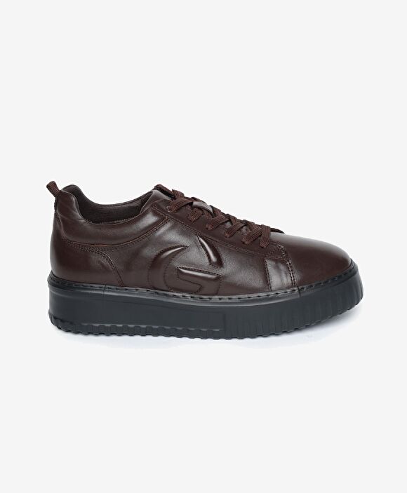 Erkek Kahverengi Hakiki Deri Sneaker Ayakkabı