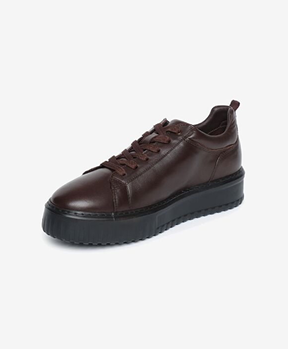 Erkek Kahverengi Hakiki Deri Sneaker Ayakkabı
