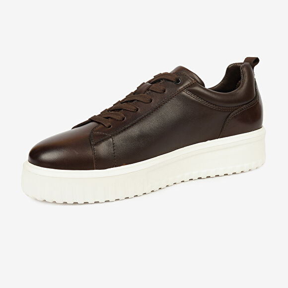 Erkek Kahverengi Hakiki Deri Sneaker Ayakkabı