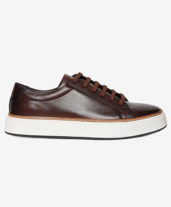 Erkek Kahverengi Hakiki Deri Sneaker Ayakkabı