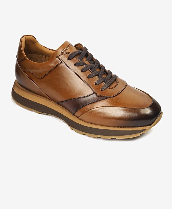 Erkek Taba Hakiki Deri Sneaker Ayakkabı