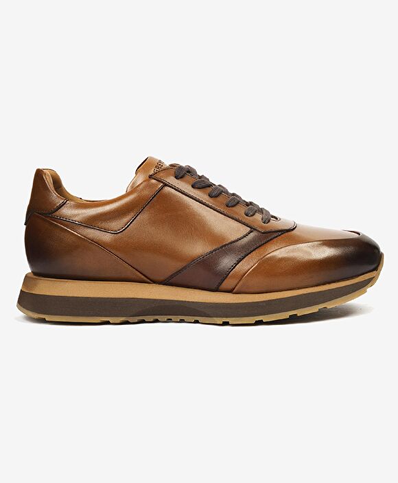 Erkek Taba Hakiki Deri Sneaker Ayakkabı