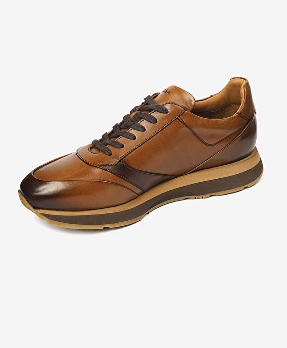Erkek Taba Hakiki Deri Sneaker Ayakkabı