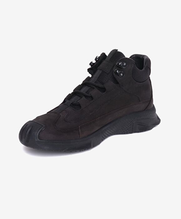 Erkek Siyah Hakiki Deri Sneaker Bot