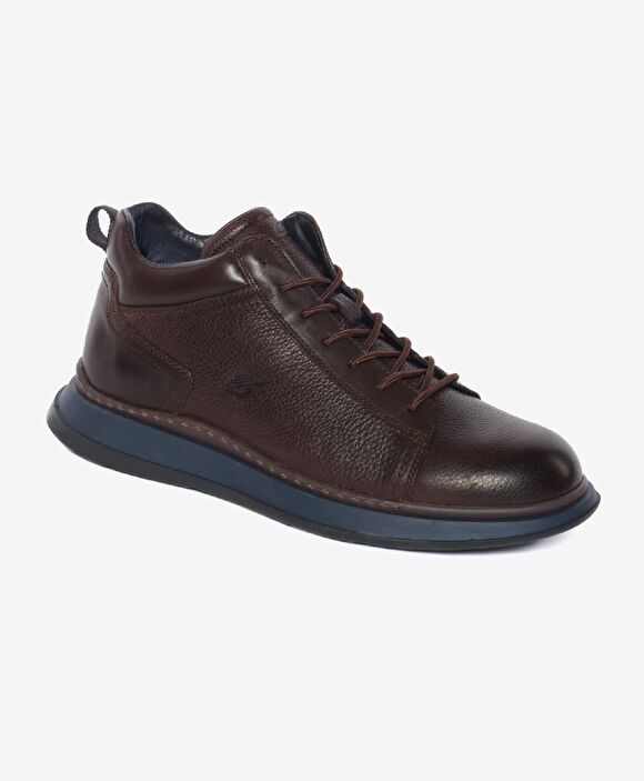 Erkek Kahverengi Hakiki Deri Sneaker Bot