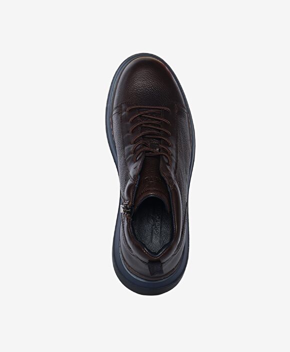 Erkek Kahverengi Hakiki Deri Sneaker Bot