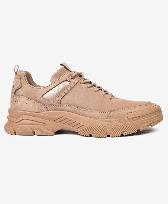 Erkek Vizon Hakiki Deri Sneaker Ayakkabı