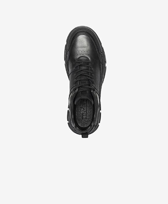 Erkek Siyah Hakiki Deri Sneaker Ayakkabı