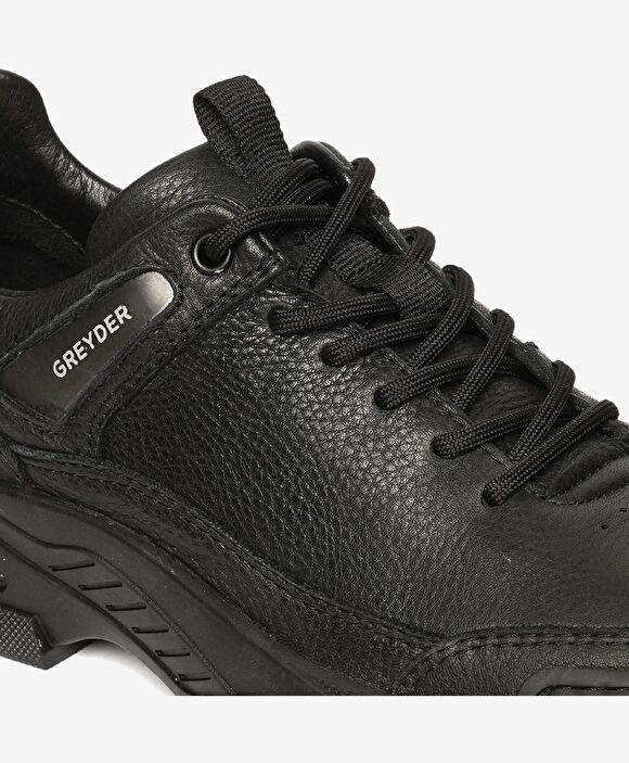 Erkek Siyah Hakiki Deri Sneaker Ayakkabı