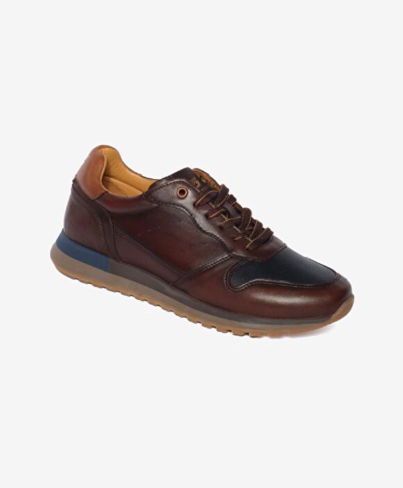 Erkek Kahverengi Hakiki Deri Sneaker Ayakkabı