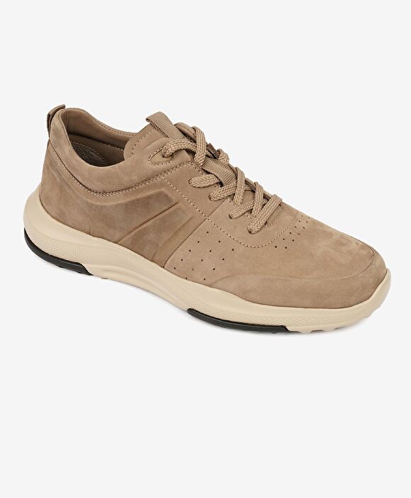 Erkek Vizon Hakiki Deri Sneaker Ayakkabı