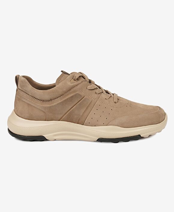 Erkek Vizon Hakiki Deri Sneaker Ayakkabı