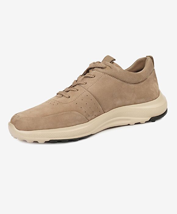 Erkek Vizon Hakiki Deri Sneaker Ayakkabı