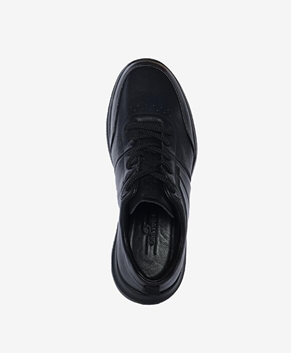 Erkek Siyah Hakiki Deri Sneaker Ayakkabı