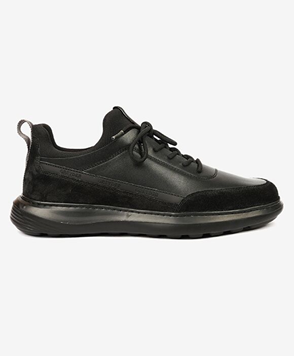 Erkek Siyah Hakiki Deri Sneaker Ayakkabı