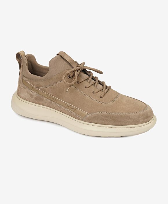 Erkek Vizon Hakiki Deri Sneaker Ayakkabı