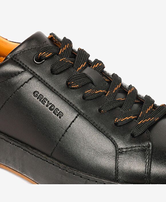 Erkek Siyah Hakiki Deri Sneaker Ayakkabı