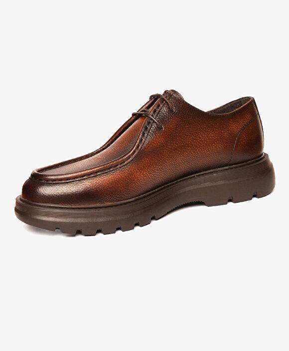 Erkek Kahverengi Hakiki Deri Klasik Ayakkabı